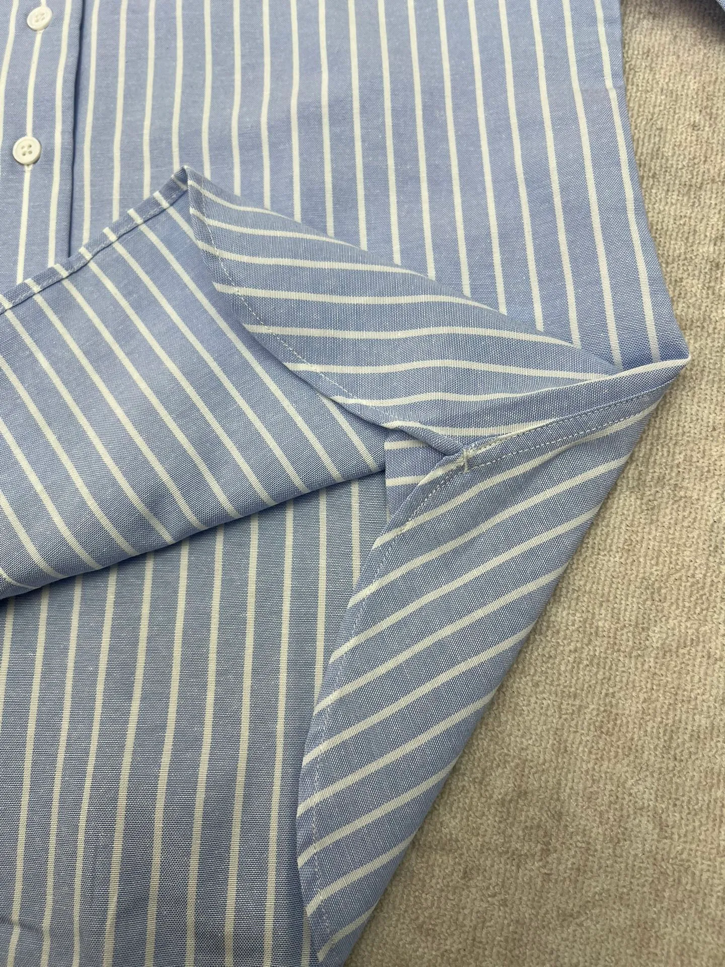 🅿️440 Polo 25ss New Vertical Stripe Logo Lapel Long Sleeve Shirt Men's Blue High Version Size: S.M.L.XL.